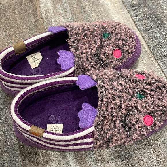 Acorn Moc Critter Iris Owl Purple Stripe Slippers Size 1/2 - Picture 4 of 8
